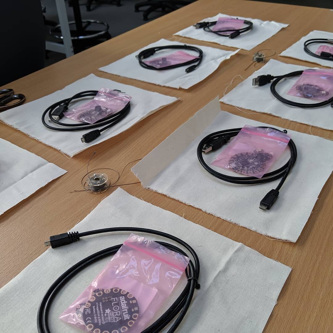 All set up for a Wearable Tech workshop run by CDE Research Engineer Olivia Ruston for year 12 girls with an interest in Computer Science